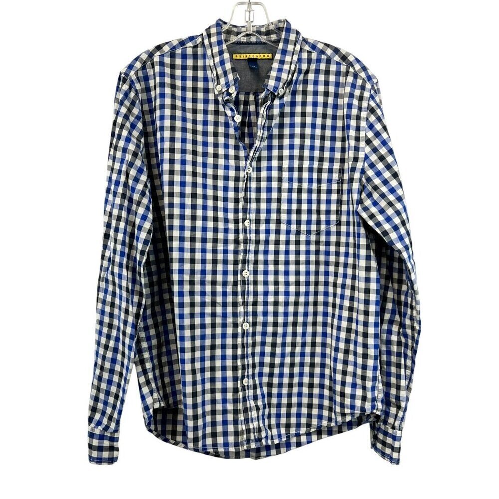 Prince & Fox Men’s Checkered Button Up Shirt Blue/Multi Size Medium